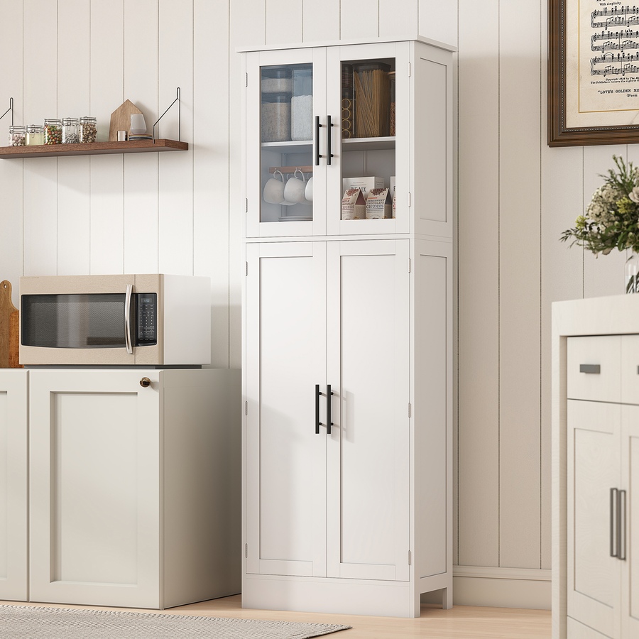 Image 921586_ALTMORE8.jpg, Product 921-586 / Price $184.99, HOMCOM Tall Bathroom Cabinet with Glass Doors, Freestanding Storage, White from HOMCOM on TSC.ca's Home & Garden department