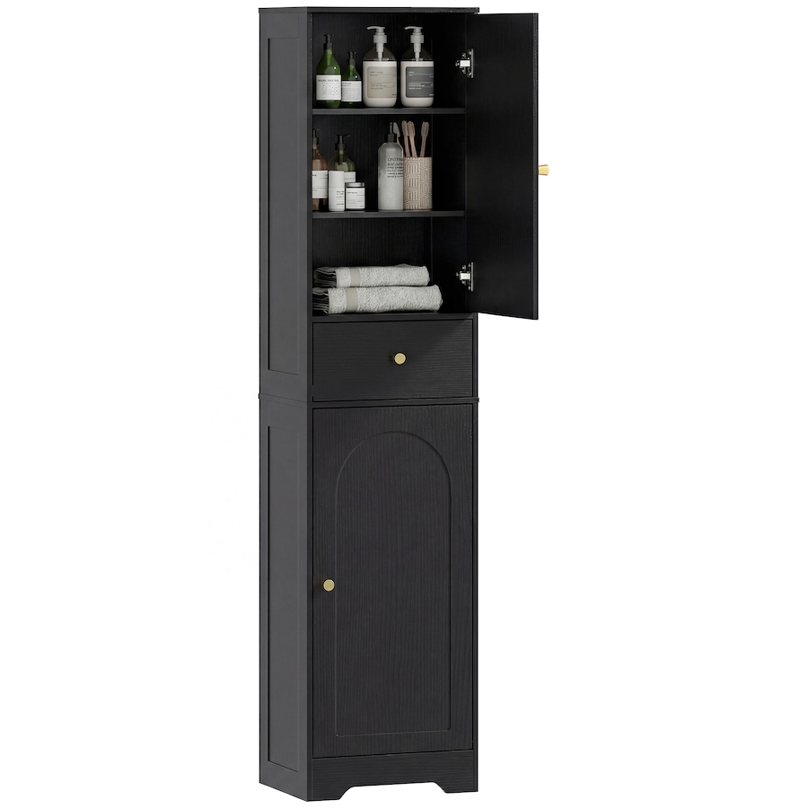Image 921594.jpg, Product 921-594 / Price $128.74, HOMCOM Tall Bathroom Storage Cabinet Bathroom Cabinet with Doors Black from HOMCOM on TSC.ca's Home & Garden department