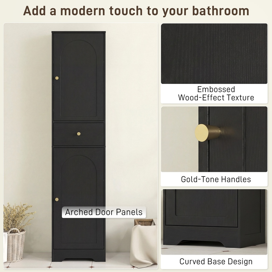 Image 921594_ALTMORE5.jpg, Product 921-594 / Price $128.74, HOMCOM Tall Bathroom Storage Cabinet Bathroom Cabinet with Doors Black from HOMCOM on TSC.ca's Home & Garden department
