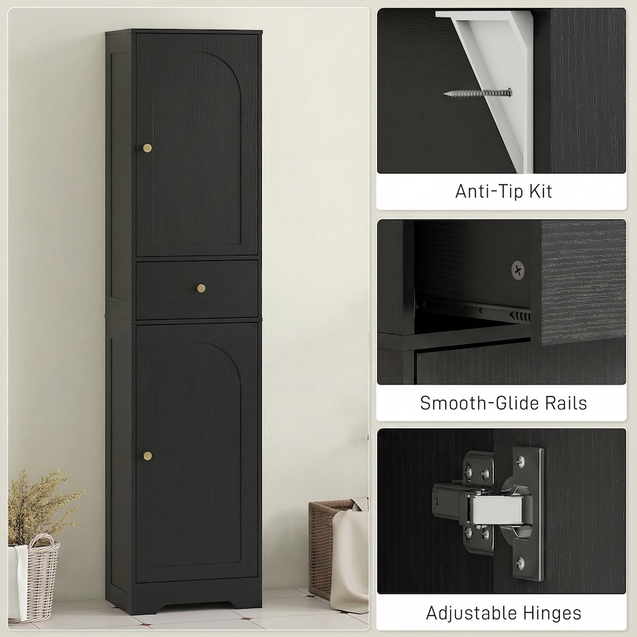 Image 921594_ALTMORE6.jpg, Product 921-594 / Price $128.74, HOMCOM Tall Bathroom Storage Cabinet Bathroom Cabinet with Doors Black from HOMCOM on TSC.ca's Home & Garden department