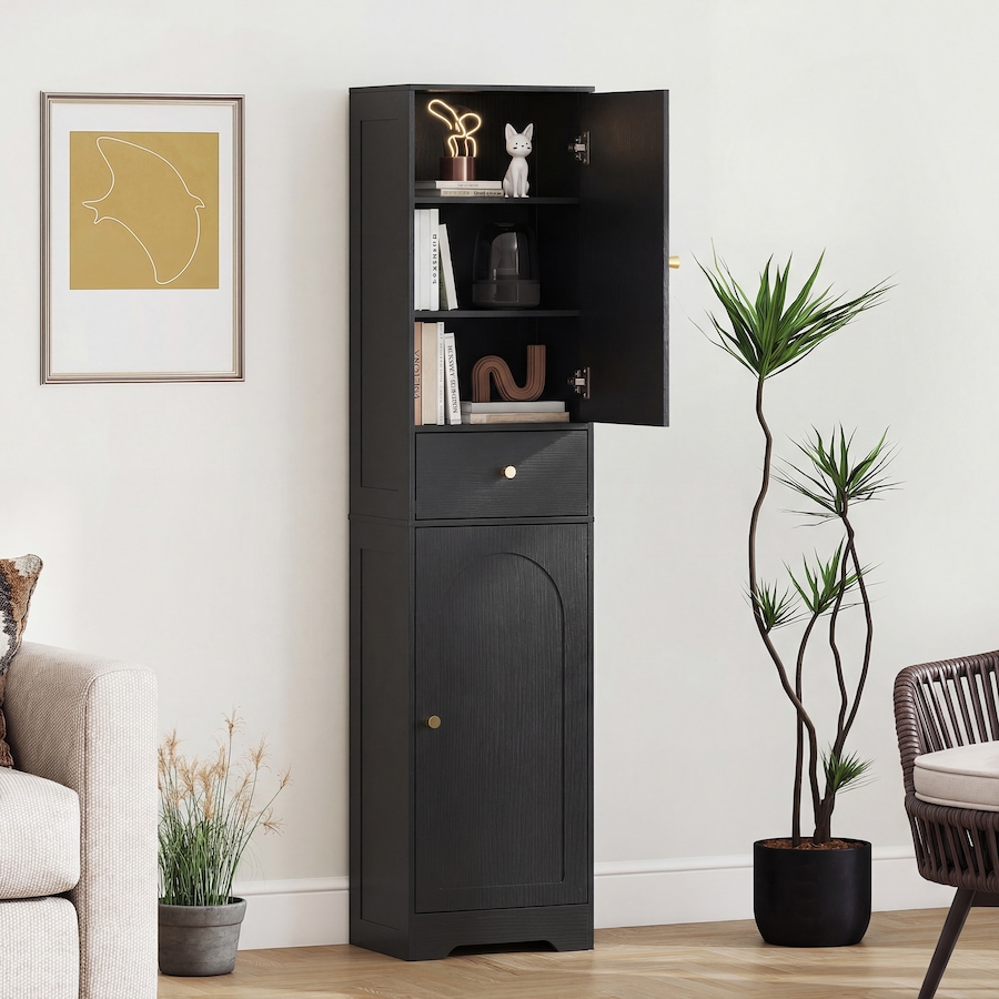Image 921594_ALTMORE7.jpg, Product 921-594 / Price $128.74, HOMCOM Tall Bathroom Storage Cabinet Bathroom Cabinet with Doors Black from HOMCOM on TSC.ca's Home & Garden department