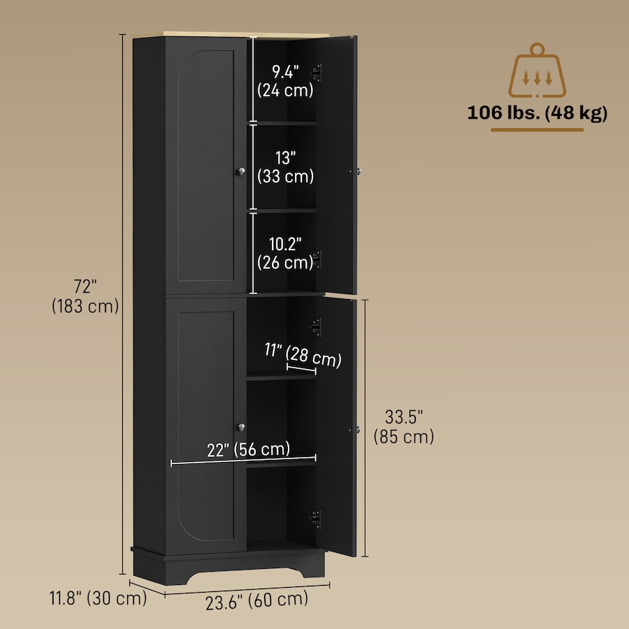 Image 921600_ALTMORE2.jpg, Product 921-600 / Price $194.99, HOMCOM 72" Tall Pantry Cabinet, Kitchen Pantry Cabinet with 4 Doors, Black from HOMCOM on TSC.ca's Home & Garden department