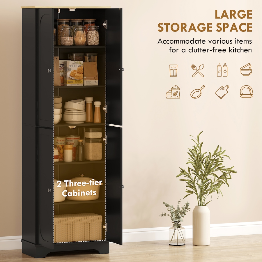 Image 921600_ALTMORE3.jpg, Product 921-600 / Price $194.99, HOMCOM 72" Tall Pantry Cabinet, Kitchen Pantry Cabinet with 4 Doors, Black from HOMCOM on TSC.ca's Home & Garden department