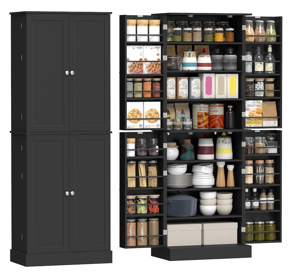 Image 921602.jpg, Product 921-602 / Price $249.99, HOMCOM 65" Kitchen Pantry Cabinet with Adjustable Shelves Spick Racks Black from HOMCOM on TSC.ca's Home & Garden department