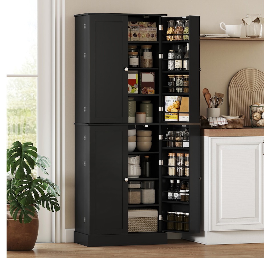 Image 921602_ALTMORE1.jpg, Product 921-602 / Price $249.99, HOMCOM 65" Kitchen Pantry Cabinet with Adjustable Shelves Spick Racks Black from HOMCOM on TSC.ca's Home & Garden department