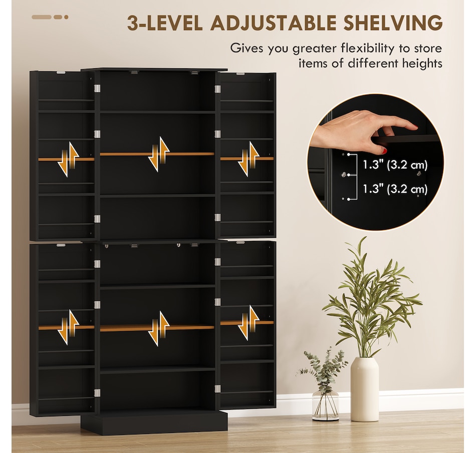 Image 921602_ALTMORE4.jpg, Product 921-602 / Price $249.99, HOMCOM 65" Kitchen Pantry Cabinet with Adjustable Shelves Spick Racks Black from HOMCOM on TSC.ca's Home & Garden department
