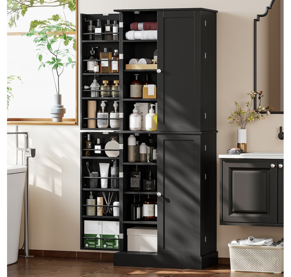 Image 921602_ALTMORE7.jpg, Product 921-602 / Price $249.99, HOMCOM 65" Kitchen Pantry Cabinet with Adjustable Shelves Spick Racks Black from HOMCOM on TSC.ca's Home & Garden department