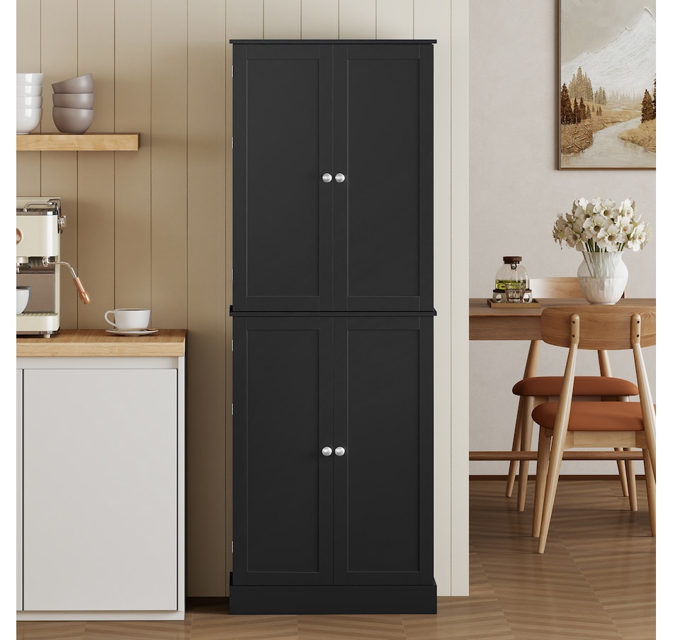 Image 921602_ALTMORE8.jpg, Product 921-602 / Price $249.99, HOMCOM 65" Kitchen Pantry Cabinet with Adjustable Shelves Spick Racks Black from HOMCOM on TSC.ca's Home & Garden department