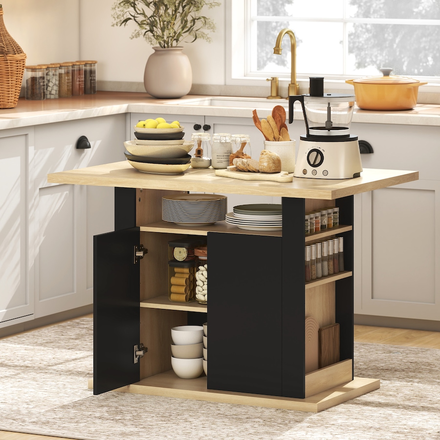 Image 921610_ALTMORE1.jpg, Product 921-610 / Price $194.99, HOMCOM Kitchen Island, Modern Dining Table with Storage Cabinet, Black from HOMCOM on TSC.ca's Home & Garden department