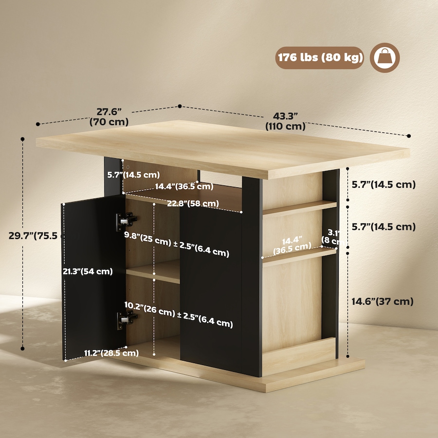 Image 921610_ALTMORE2.jpg, Product 921-610 / Price $194.99, HOMCOM Kitchen Island, Modern Dining Table with Storage Cabinet, Black from HOMCOM on TSC.ca's Home & Garden department
