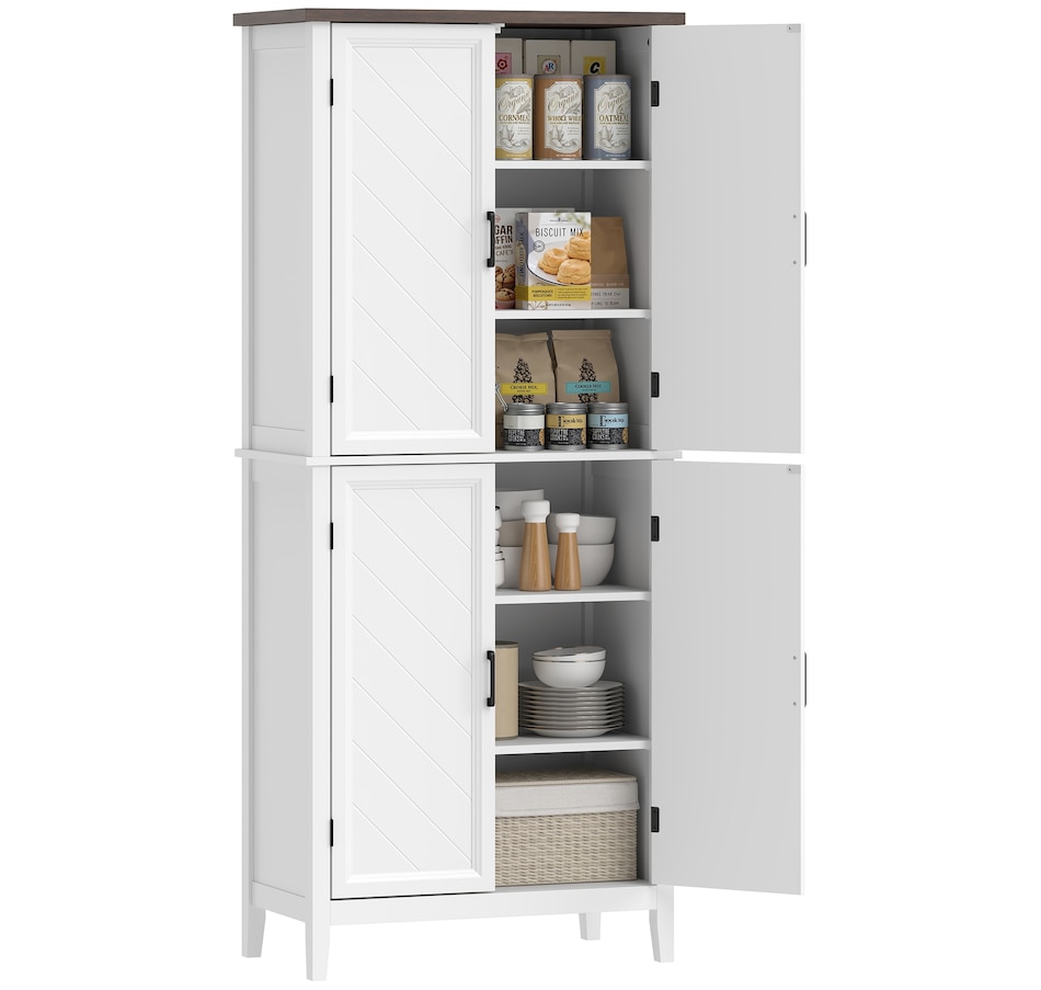Image 921614.jpg, Product 921-614 / Price $269.99, HOMCOM Tall Kitchen Pantry with Chevron Doors and Adjustable Shelves White from HOMCOM on TSC.ca's Home & Garden department