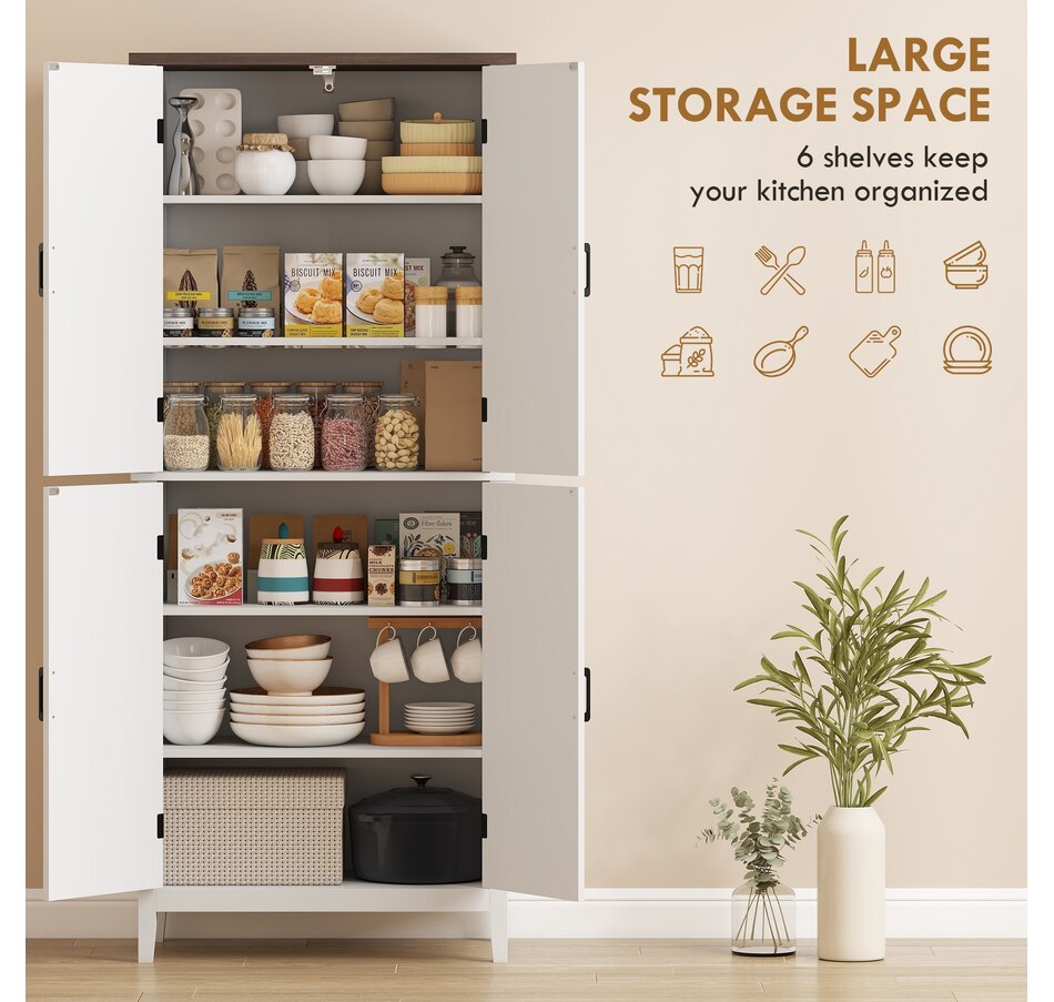 Image 921614_ALTMORE3.jpg, Product 921-614 / Price $269.99, HOMCOM Tall Kitchen Pantry with Chevron Doors and Adjustable Shelves White from HOMCOM on TSC.ca's Home & Garden department