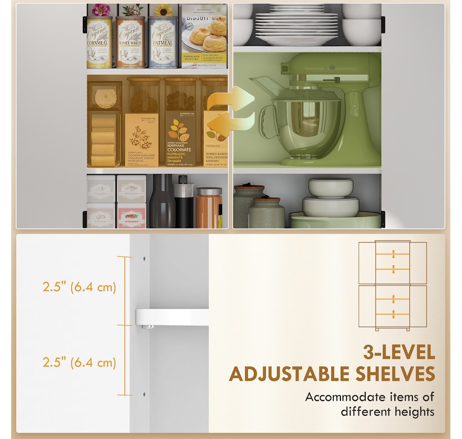 Image 921614_ALTMORE4.jpg, Product 921-614 / Price $269.99, HOMCOM Tall Kitchen Pantry with Chevron Doors and Adjustable Shelves White from HOMCOM on TSC.ca's Home & Garden department