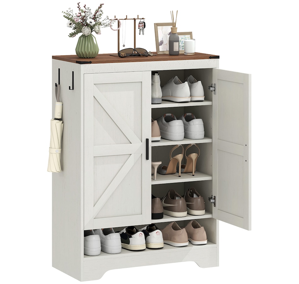 Image 921620.jpg, Product 921-620 / Price $169.99, HOMCOM 5-Tier Shoe Cabinet for 15 Pairs, Farmhouse Shoe Rack, White from HOMCOM on TSC.ca's Home & Garden department