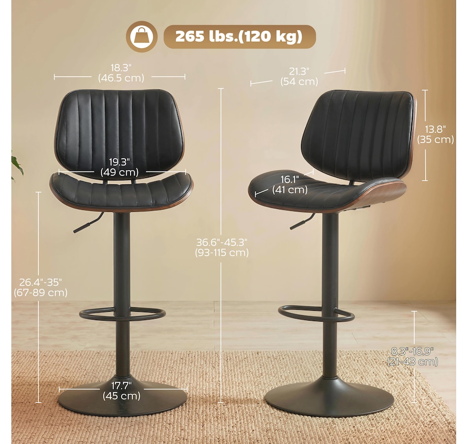 Image 921634_ALTMORE2.jpg, Product 921-634 / Price $249.99, HOMCOM Bar Stools Set of 2, Mid-Century Modern Swivel Barstools, Black from HOMCOM on TSC.ca's Home & Garden department