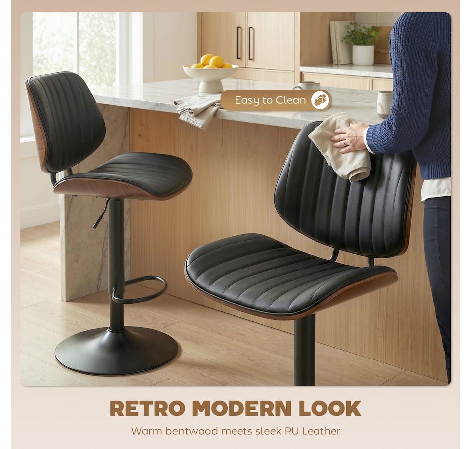 Image 921634_ALTMORE3.jpg, Product 921-634 / Price $249.99, HOMCOM Bar Stools Set of 2, Mid-Century Modern Swivel Barstools, Black from HOMCOM on TSC.ca's Home & Garden department