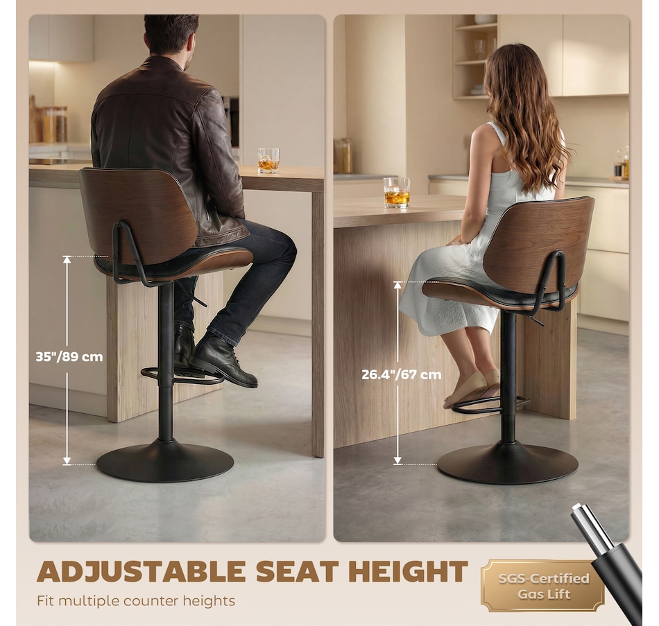 Image 921634_ALTMORE5.jpg, Product 921-634 / Price $249.99, HOMCOM Bar Stools Set of 2, Mid-Century Modern Swivel Barstools, Black from HOMCOM on TSC.ca's Home & Garden department