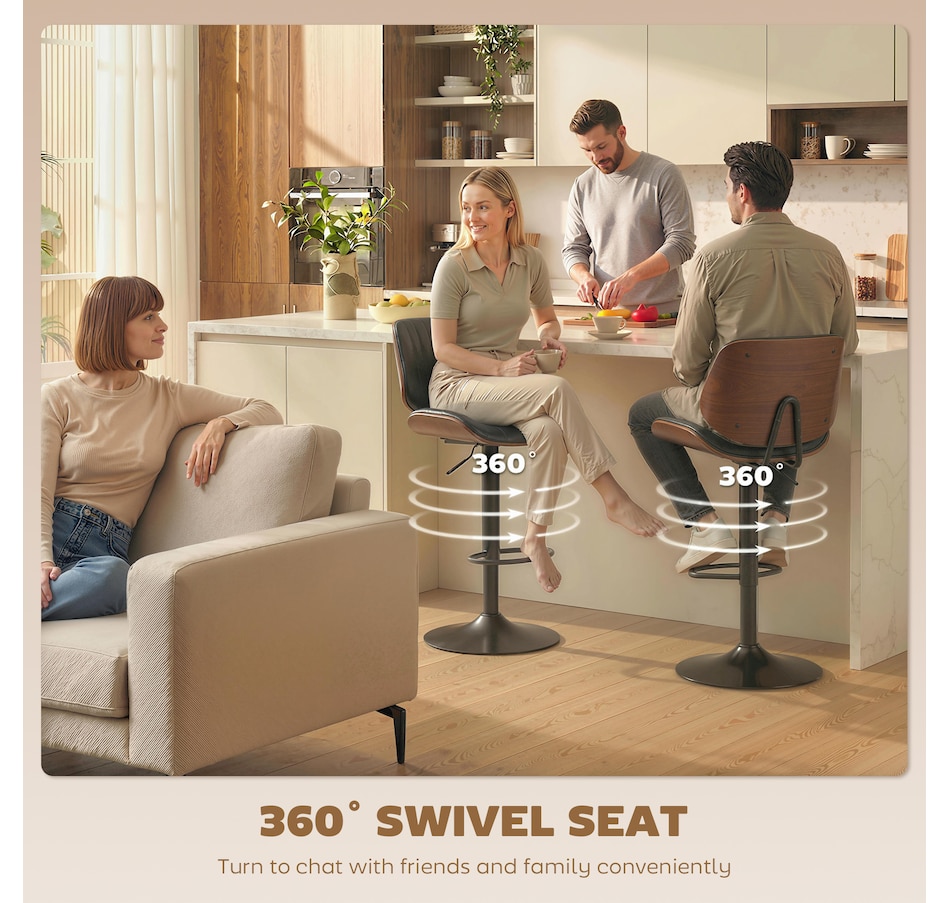 Image 921634_ALTMORE6.jpg, Product 921-634 / Price $249.99, HOMCOM Bar Stools Set of 2, Mid-Century Modern Swivel Barstools, Black from HOMCOM on TSC.ca's Home & Garden department