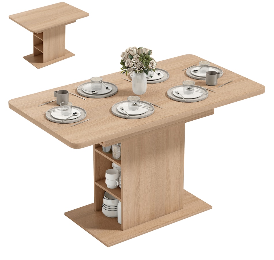 Image 921647.jpg, Product 921-647 / Price $199.99, HOMCOM Extendable Dining Table for 4-6, Rectangular Kitchen Table, Natural from HOMCOM on TSC.ca's Home & Garden department