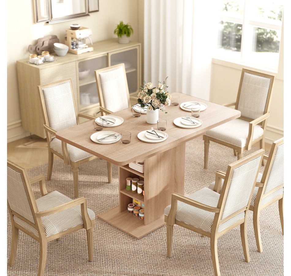 Image 921647_ALTMORE1.jpg, Product 921-647 / Price $199.99, HOMCOM Extendable Dining Table for 4-6, Rectangular Kitchen Table, Natural from HOMCOM on TSC.ca's Home & Garden department