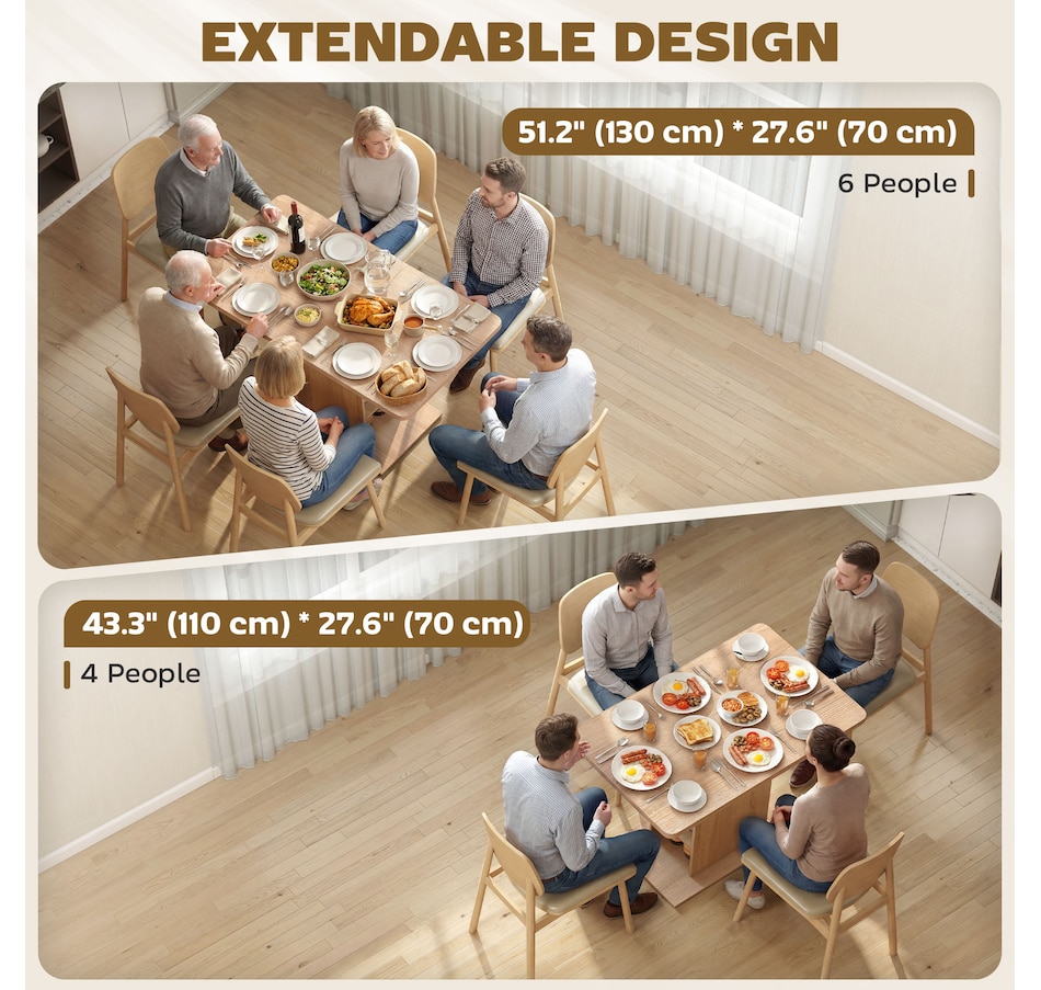 Image 921647_ALTMORE3.jpg, Product 921-647 / Price $199.99, HOMCOM Extendable Dining Table for 4-6, Rectangular Kitchen Table, Natural from HOMCOM on TSC.ca's Home & Garden department