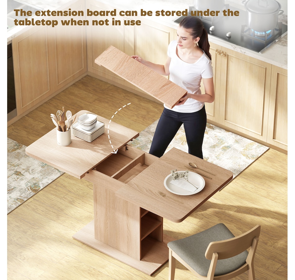 Image 921647_ALTMORE6.jpg, Product 921-647 / Price $199.99, HOMCOM Extendable Dining Table for 4-6, Rectangular Kitchen Table, Natural from HOMCOM on TSC.ca's Home & Garden department