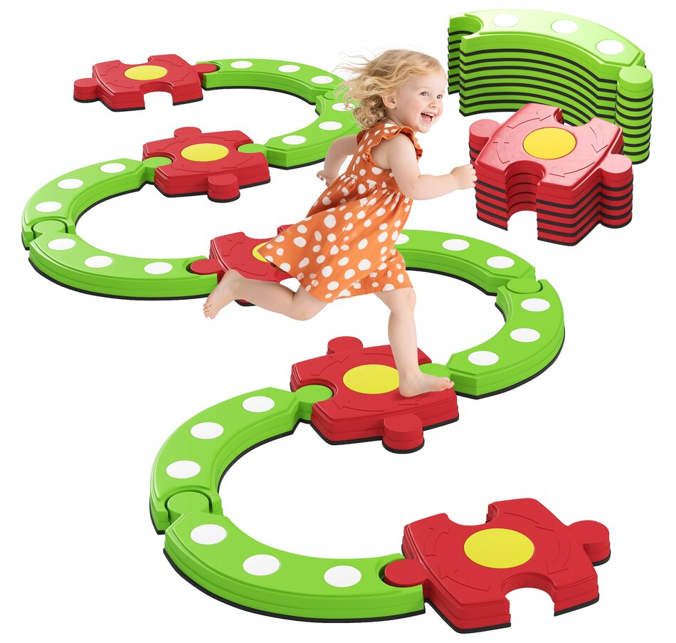 Image 922247.jpg, Product 922-247 / Price $69.99, Qaba Kids Balance Beam Stepping Stones, 13 PCS Balance Bridge, Green from Qaba on TSC.ca's Home & Garden department