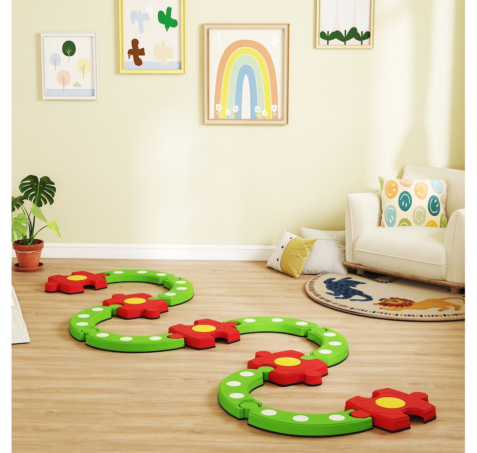 Image 922247_ALTMORE1.jpg, Product 922-247 / Price $69.99, Qaba Kids Balance Beam Stepping Stones, 13 PCS Balance Bridge, Green from Qaba on TSC.ca's Home & Garden department