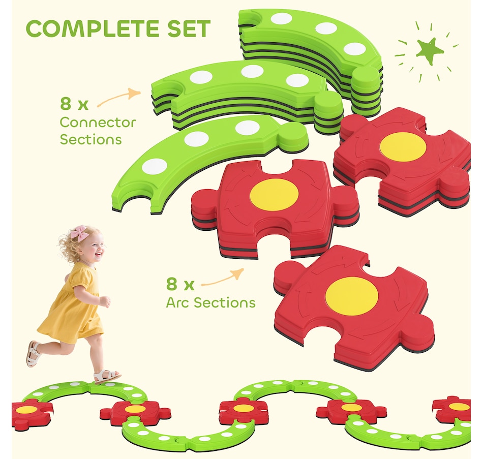 Image 922247_ALTMORE3.jpg, Product 922-247 / Price $69.99, Qaba Kids Balance Beam Stepping Stones, 13 PCS Balance Bridge, Green from Qaba on TSC.ca's Home & Garden department