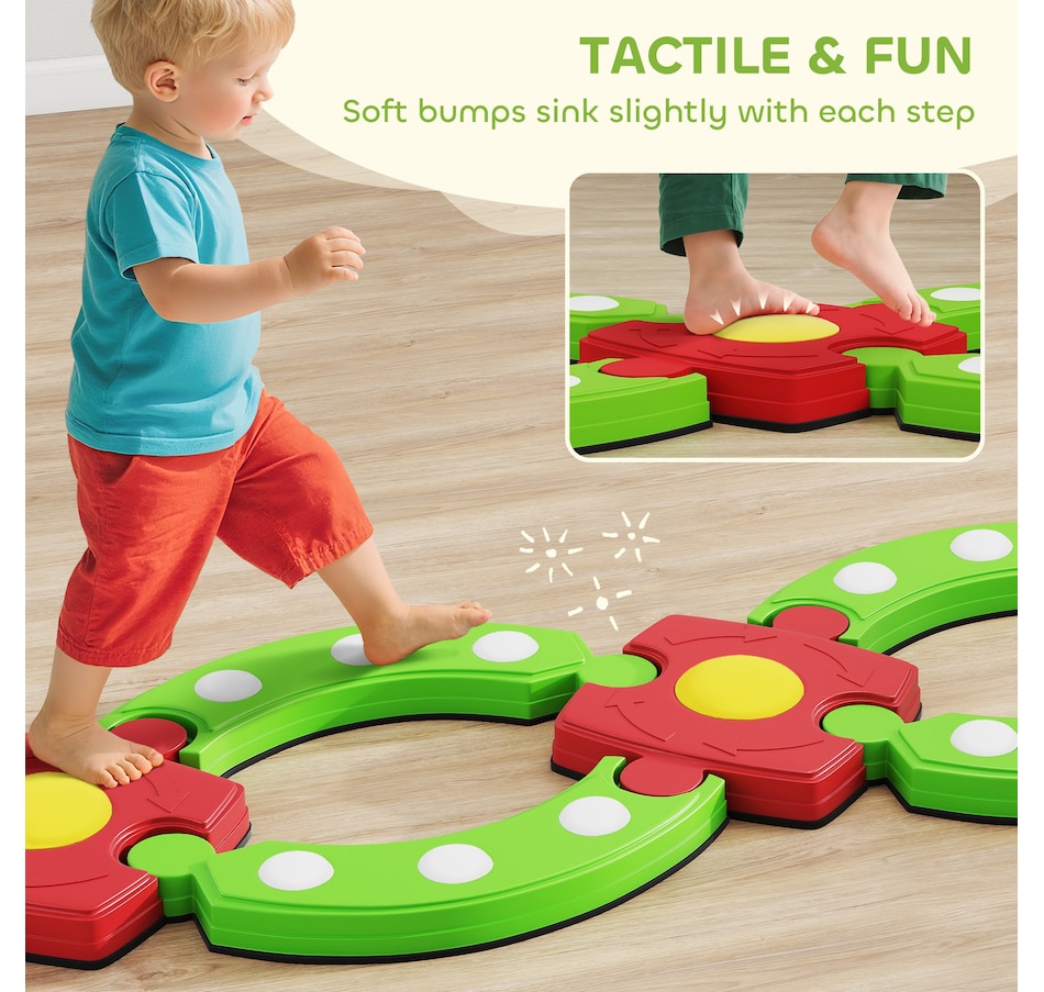 Image 922247_ALTMORE5.jpg, Product 922-247 / Price $69.99, Qaba Kids Balance Beam Stepping Stones, 13 PCS Balance Bridge, Green from Qaba on TSC.ca's Home & Garden department