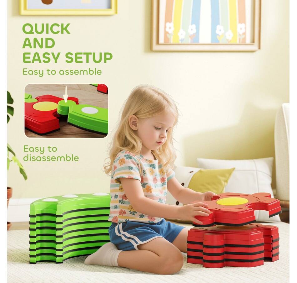 Image 922247_ALTMORE7.jpg, Product 922-247 / Price $69.99, Qaba Kids Balance Beam Stepping Stones, 13 PCS Balance Bridge, Green from Qaba on TSC.ca's Home & Garden department