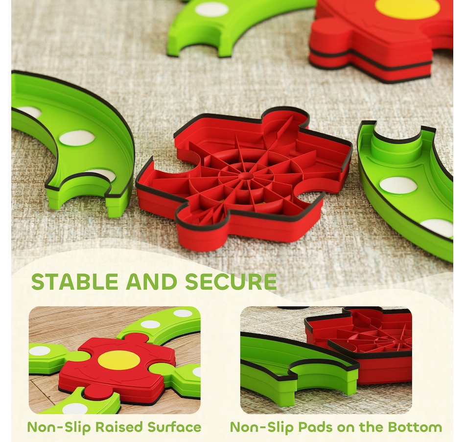 Image 922247_ALTMORE8.jpg, Product 922-247 / Price $69.99, Qaba Kids Balance Beam Stepping Stones, 13 PCS Balance Bridge, Green from Qaba on TSC.ca's Home & Garden department