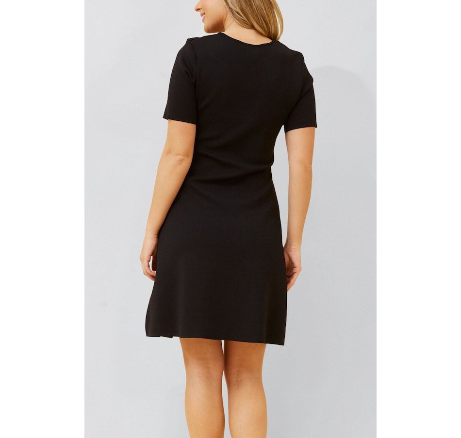 Image 922582_ALTMORE10.jpg, Product 922-582 / Price $71.85, Cleo Black A-Line Dress Short Sleeves Gold Button Front Detail from ANNICK on TSC.ca's Fashion department