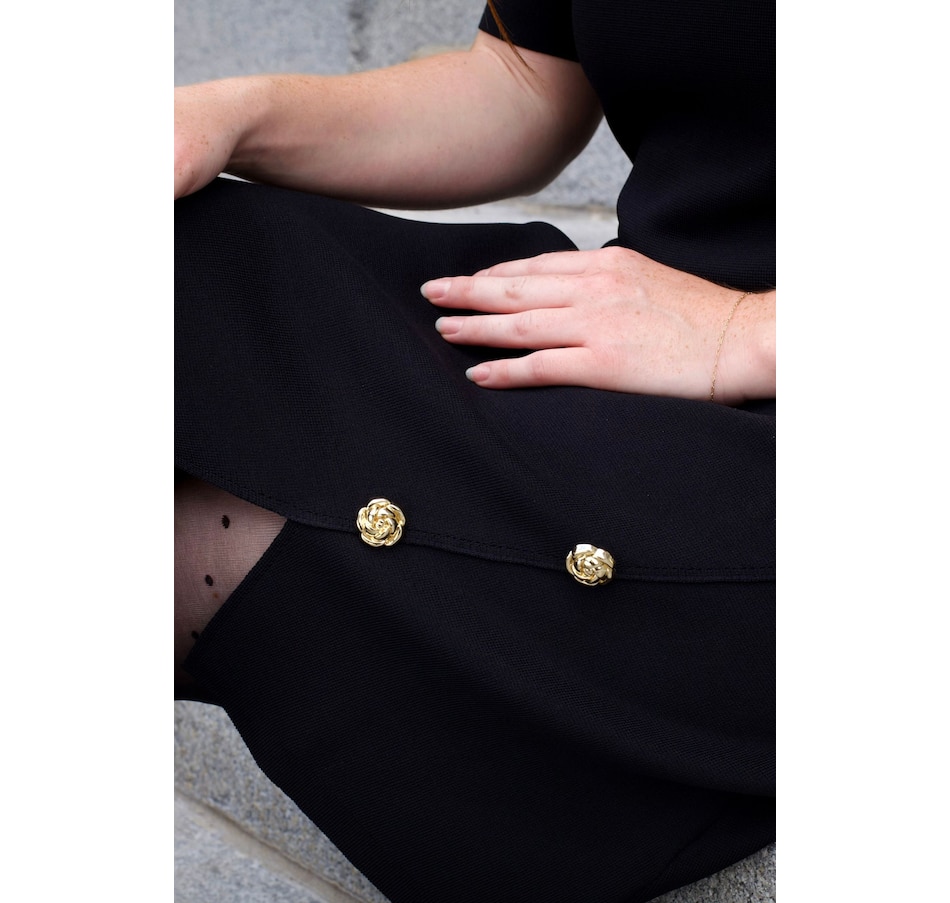 Image 922582_ALTMORE5.jpg, Product 922-582 / Price $71.85, Cleo Black A-Line Dress Short Sleeves Gold Button Front Detail from ANNICK on TSC.ca's Fashion department