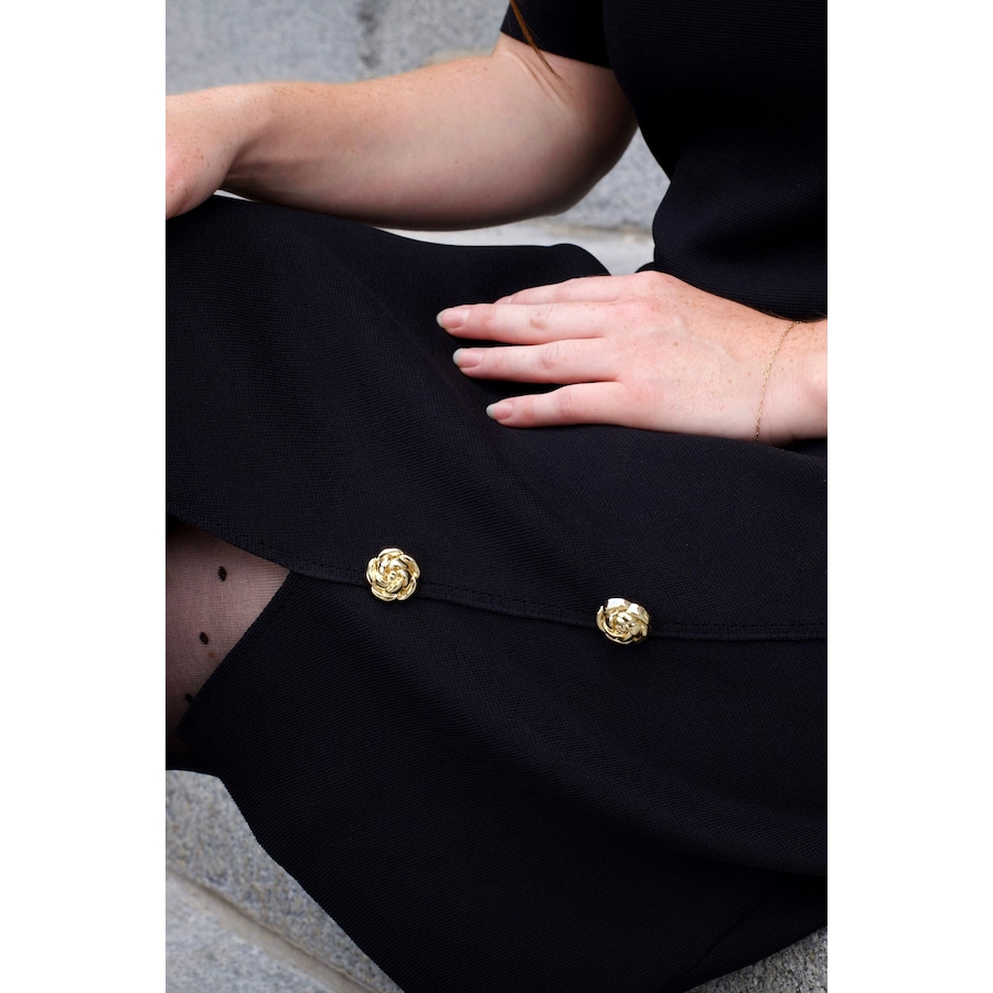 Image 922582_ALTMORE5.jpg, Product 922-582 / Price $71.85, Cleo Black A-Line Dress Short Sleeves Gold Button Front Detail from ANNICK on TSC.ca's Fashion department