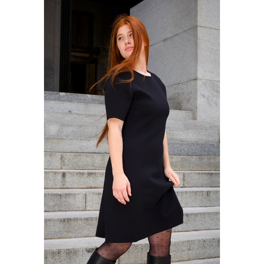 Image 922582_ALTMORE6.jpg, Product 922-582 / Price $71.85, Cleo Black A-Line Dress Short Sleeves Gold Button Front Detail from ANNICK on TSC.ca's Fashion department