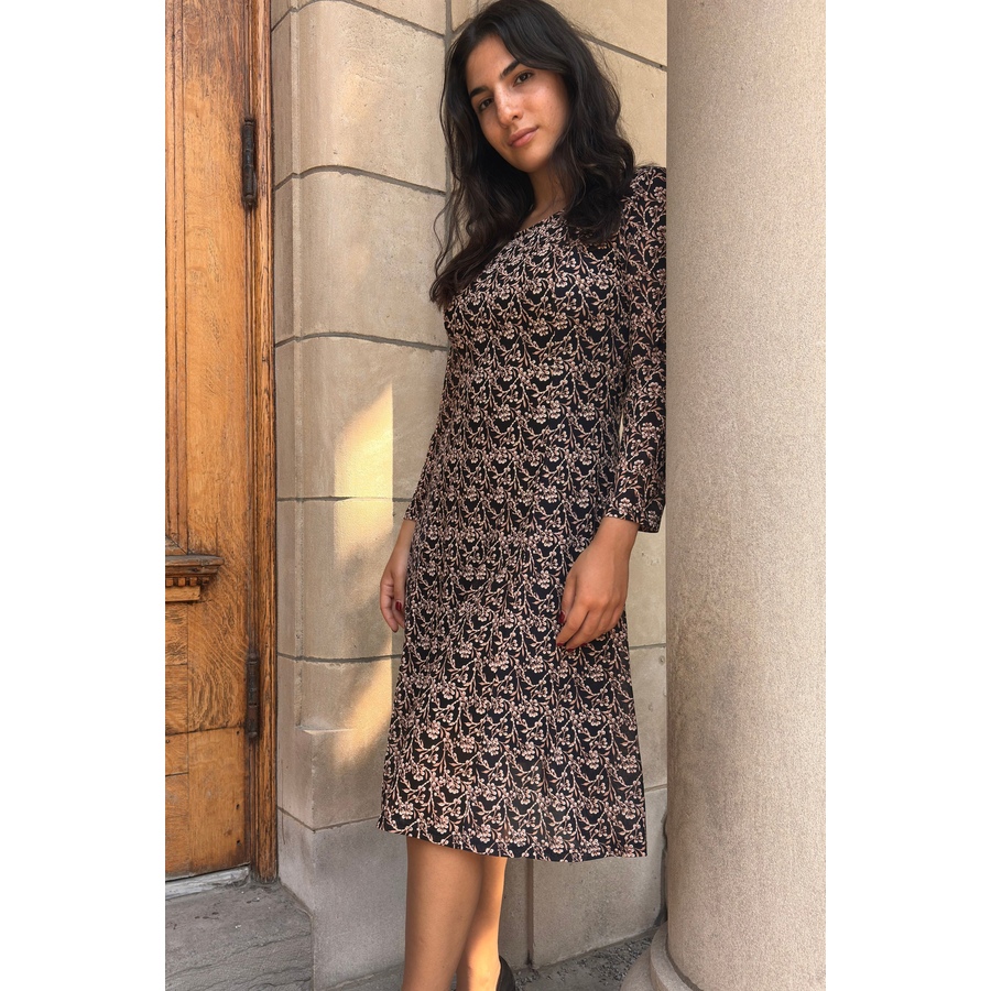 Image 922583_ALTMORE2.jpg, Product 922-583 / Price $79.95, Audrey Black Fit & Flare Mesh Dress Beige Floral Print from ANNICK on TSC.ca's Fashion department