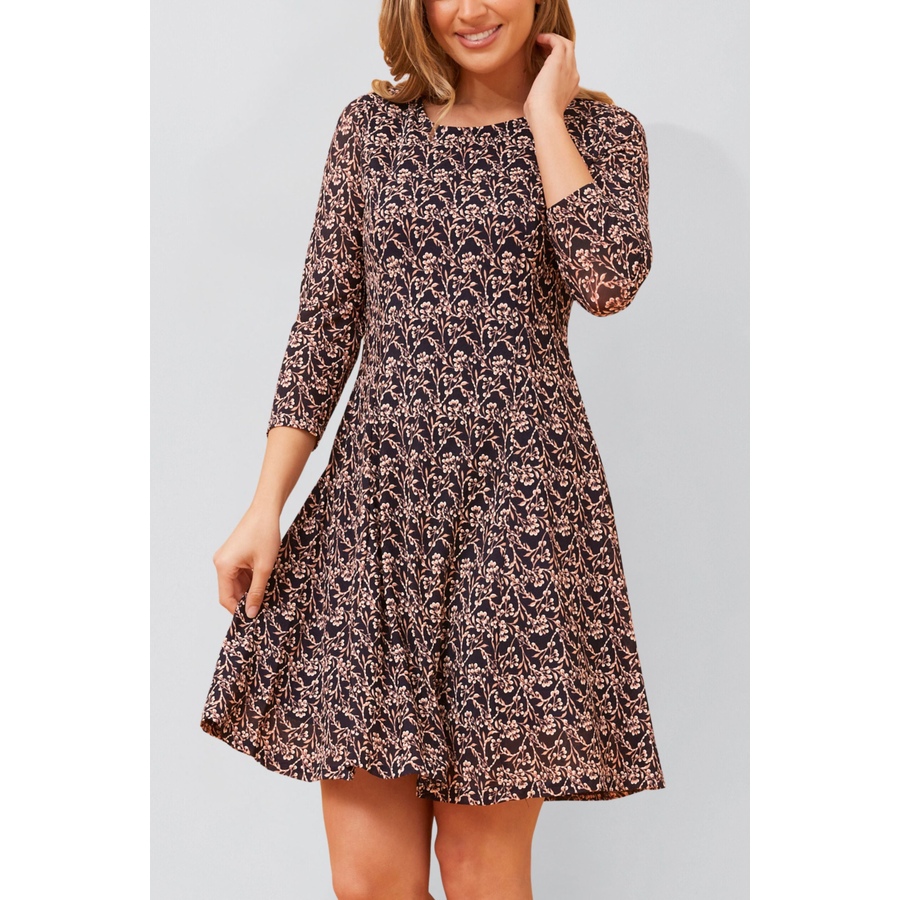 Image 922583_ALTMORE6.jpg, Product 922-583 / Price $79.95, Audrey Black Fit & Flare Mesh Dress Beige Floral Print from ANNICK on TSC.ca's Fashion department