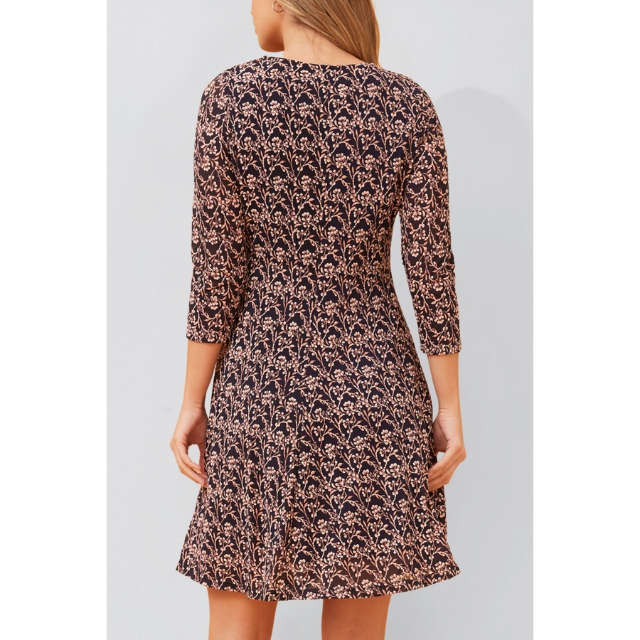 Image 922583_ALTMORE7.jpg, Product 922-583 / Price $79.95, Audrey Black Fit & Flare Mesh Dress Beige Floral Print from ANNICK on TSC.ca's Fashion department