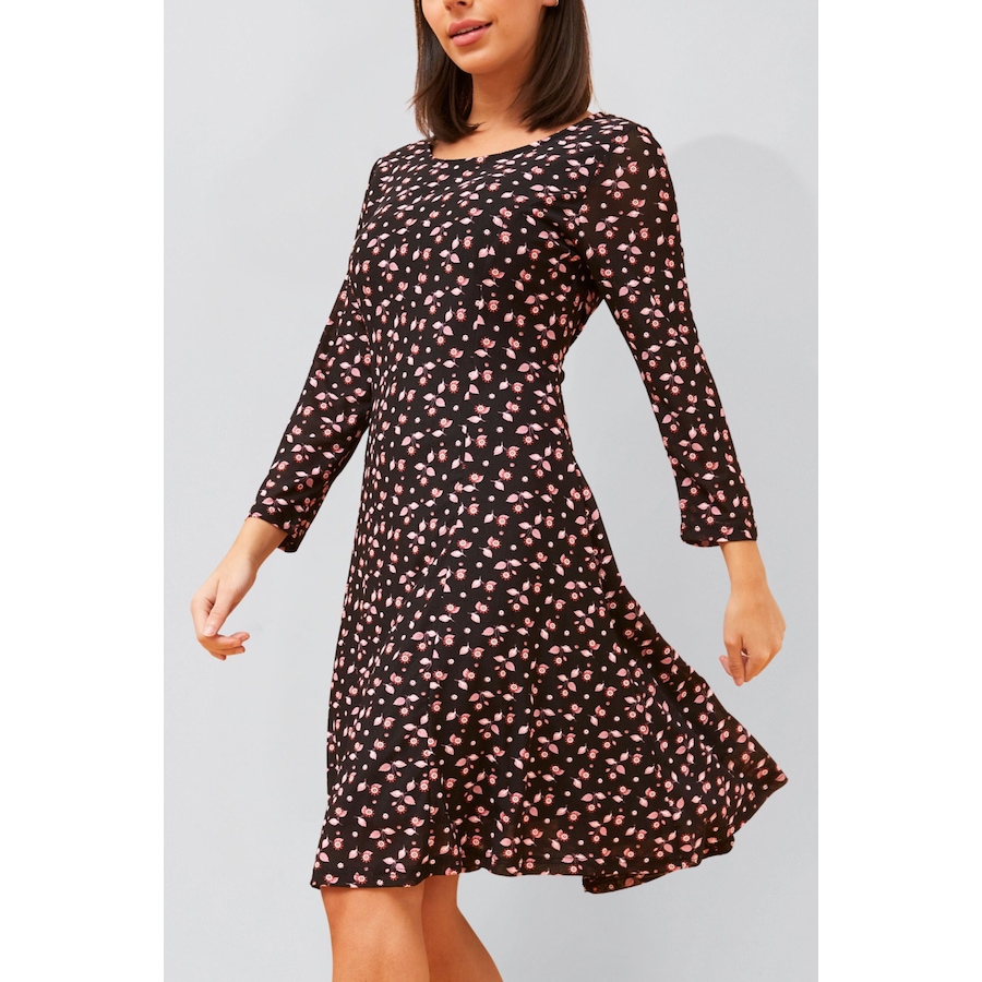 Image 922584_ALTMORE1.jpg, Product 922-584 / Price $79.95, Daisie Black Fit & Flare Mesh Dress Pink Floral Print from ANNICK on TSC.ca's Fashion department
