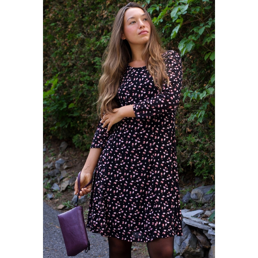 Image 922584_ALTMORE4.jpg, Product 922-584 / Price $79.95, Daisie Black Fit & Flare Mesh Dress Pink Floral Print from ANNICK on TSC.ca's Fashion department