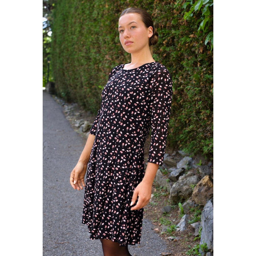 Image 922584_ALTMORE5.jpg, Product 922-584 / Price $79.95, Daisie Black Fit & Flare Mesh Dress Pink Floral Print from ANNICK on TSC.ca's Fashion department