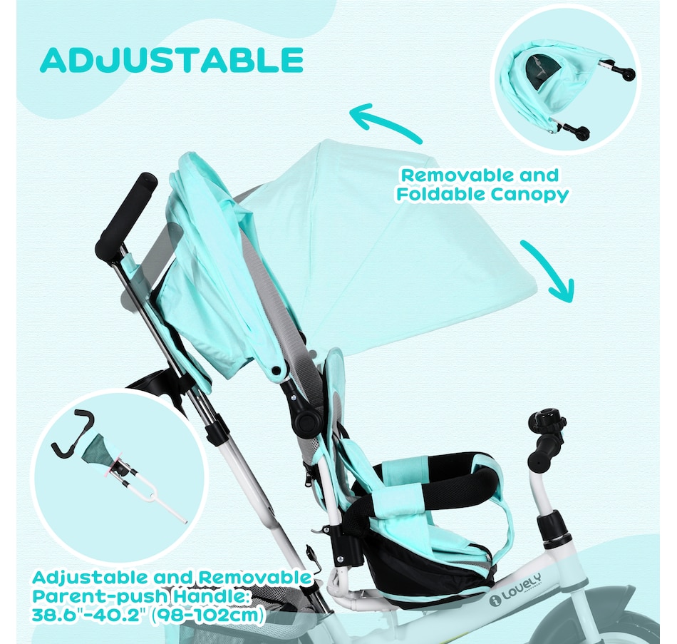 Image 922602_ALTMORE4.jpg, Product 922-602 / Price $139.99, Qaba 6 in 1 Tricycle for Toddler 1-5 Years with Parent-Push Handle, Green from Qaba on TSC.ca's Toys & Hobbies department