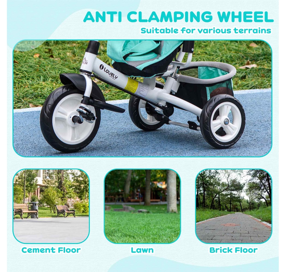 Image 922602_ALTMORE5.jpg, Product 922-602 / Price $139.99, Qaba 6 in 1 Tricycle for Toddler 1-5 Years with Parent-Push Handle, Green from Qaba on TSC.ca's Toys & Hobbies department