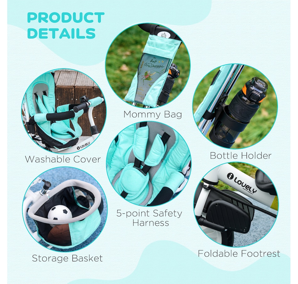 Image 922602_ALTMORE6.jpg, Product 922-602 / Price $139.99, Qaba 6 in 1 Tricycle for Toddler 1-5 Years with Parent-Push Handle, Green from Qaba on TSC.ca's Toys & Hobbies department