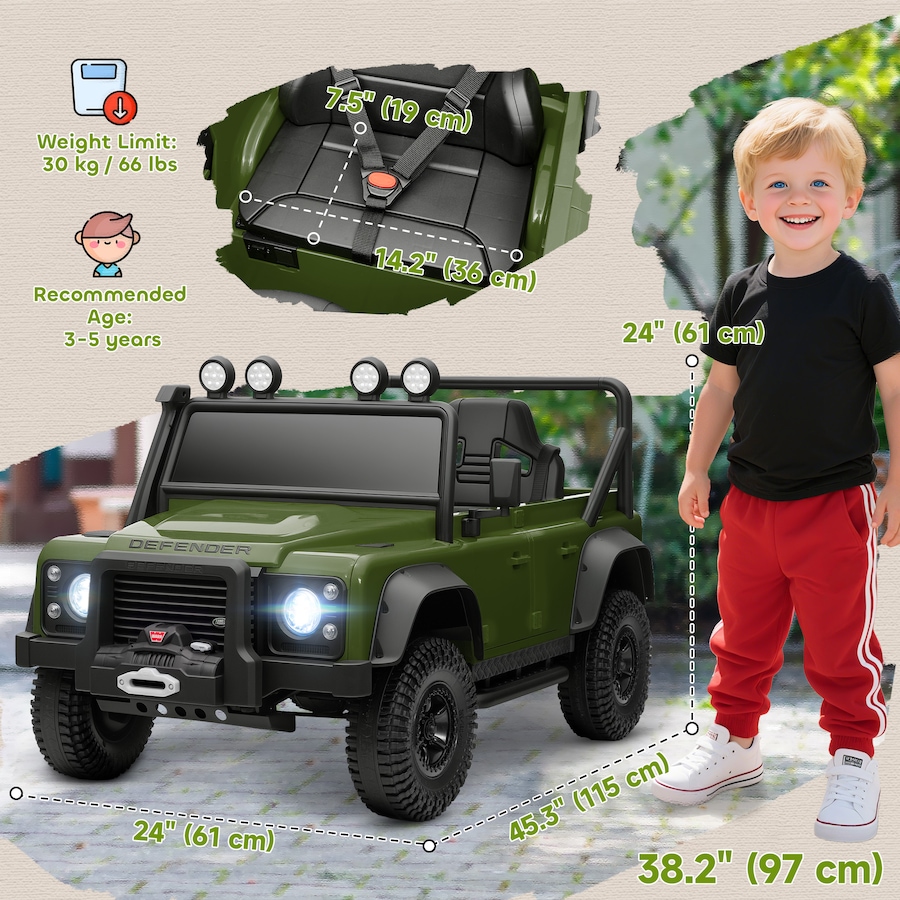 Image 922606_ALTMORE2.jpg, Product 922-606 / Price $189.99, Qaba Land Rover Licensed Kids Ride on Truck, 12V Ride on Toy, Dark Green from Qaba on TSC.ca's Toys & Hobbies department