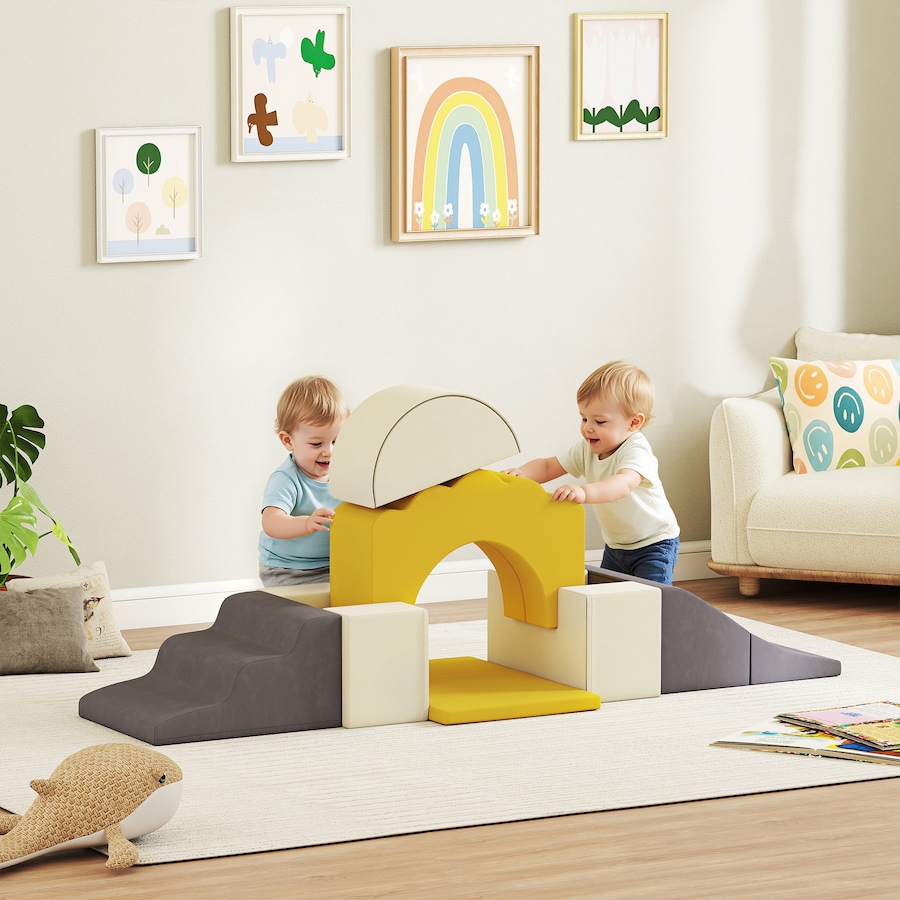 Image 922607_ALTMORE1.jpg, Product 922-607 / Price $114.99, Qaba 7-Piece Baby Soft Play Set, Foam Climbing Blocks Set, Yellow from Qaba on TSC.ca's Home & Garden department