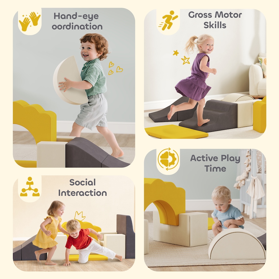 Image 922607_ALTMORE5.jpg, Product 922-607 / Price $114.99, Qaba 7-Piece Baby Soft Play Set, Foam Climbing Blocks Set, Yellow from Qaba on TSC.ca's Home & Garden department