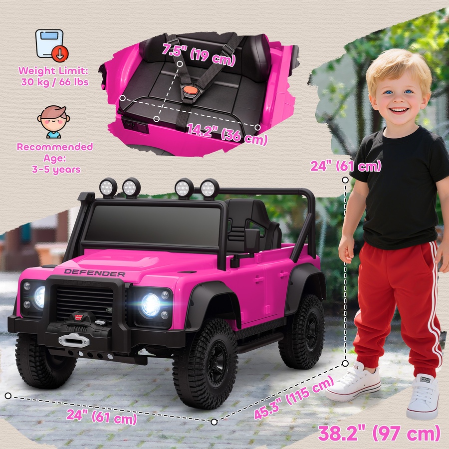 Image 922611_ALTMORE2.jpg, Product 922-611 / Price $159.99, Qaba Land Rover Licensed Kids Ride on RC Car, 12V Toddler Ride on Toy Jeep Truck, Gift for Boys & Girls, Pink from Qaba on TSC.ca's Toys & Hobbies department