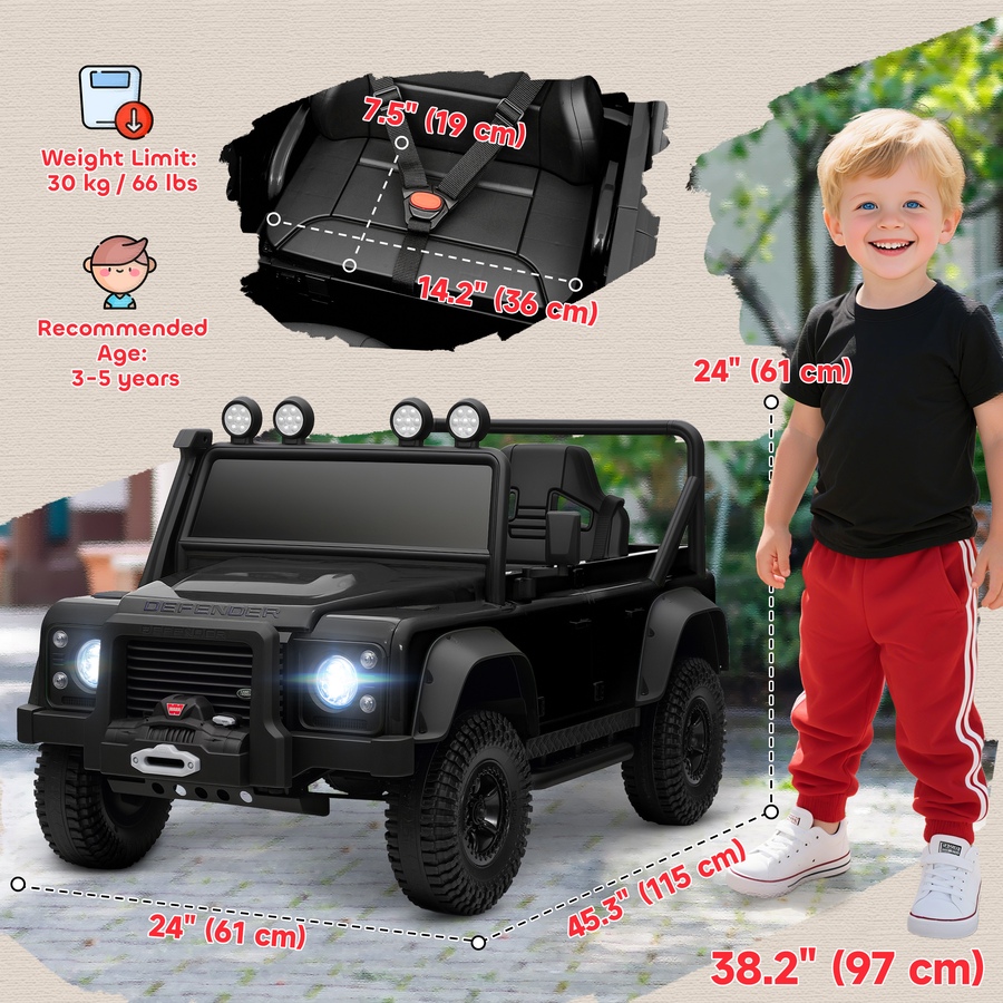 Image 922613_ALTMORE2.jpg, Product 922-613 / Price $159.99, Qaba Land Rover Licensed Kids Ride on RC Car, 12V Toddler Ride on Toy Jeep Truck, Gift for Boys & Girls, Black from Qaba on TSC.ca's Toys & Hobbies department